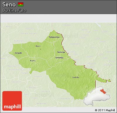 Physical 3D Map of Seno, lighten