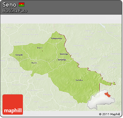Physical 3D Map of Seno, lighten