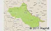 Physical 3D Map of Seno, shaded relief outside