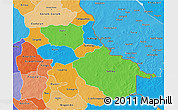 Political 3D Map of Seno, political shades outside