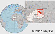 Gray Location Map of Seno, highlighted country, hill shading