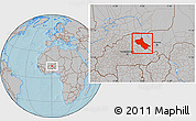 Gray Location Map of Seno, hill shading