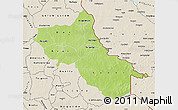 Physical Map of Seno, shaded relief outside