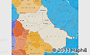 Shaded Relief Map of Seno, political shades outside