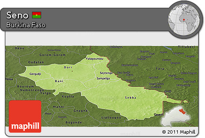Physical Panoramic Map of Seno, darken