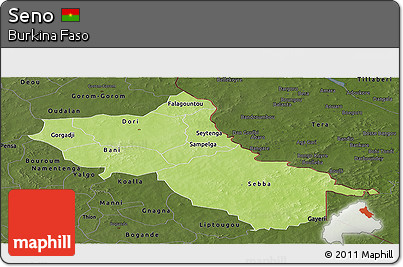 Physical Panoramic Map of Seno, darken