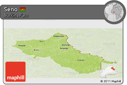 Physical Panoramic Map of Seno, lighten