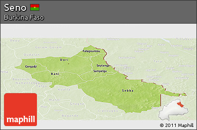 Physical Panoramic Map of Seno, lighten