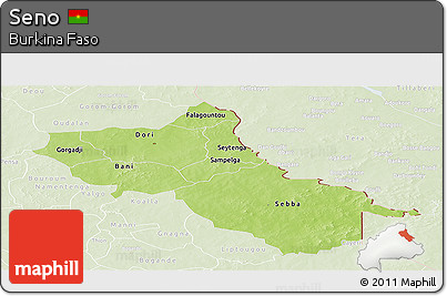Physical Panoramic Map of Seno, lighten