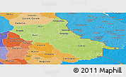 Physical Panoramic Map of Seno, political shades outside