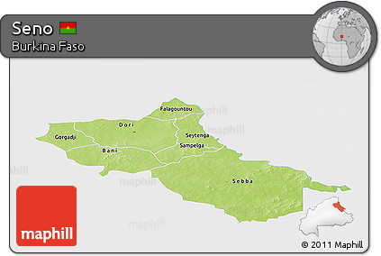 Physical Panoramic Map of Seno, single color outside
