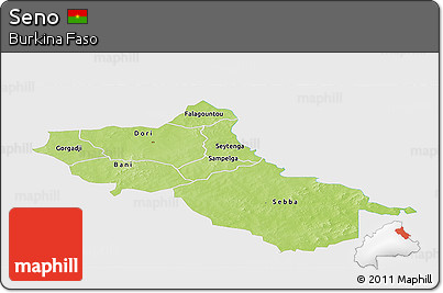 Physical Panoramic Map of Seno, single color outside