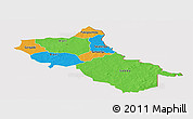 Political Panoramic Map of Seno, cropped outside