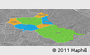 Political Panoramic Map of Seno, desaturated