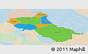 Political Panoramic Map of Seno, lighten