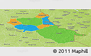 Political Panoramic Map of Seno, physical outside