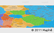 Political Panoramic Map of Seno, political shades outside