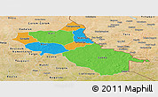 Political Panoramic Map of Seno, satellite outside