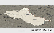 Shaded Relief Panoramic Map of Seno, darken