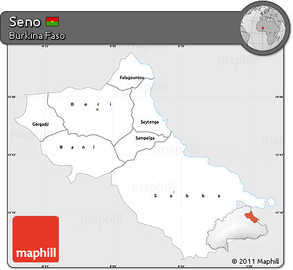 Silver Style Simple Map of Seno, single color outside