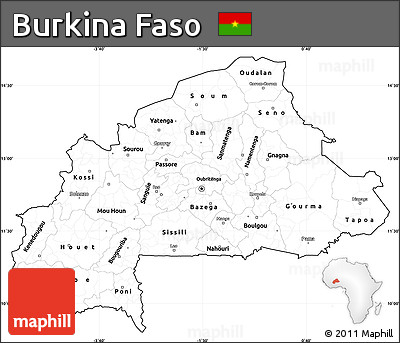 Blank Simple Map of Burkina Faso, cropped outside
