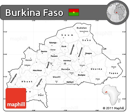 Blank Simple Map of Burkina Faso, cropped outside