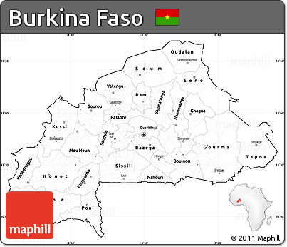 Blank Simple Map of Burkina Faso, cropped outside