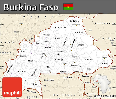 Classic Style Simple Map of Burkina Faso