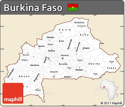 Classic Style Simple Map of Burkina Faso, single color outside