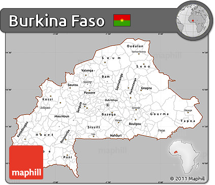 Gray Simple Map of Burkina Faso, single color outside