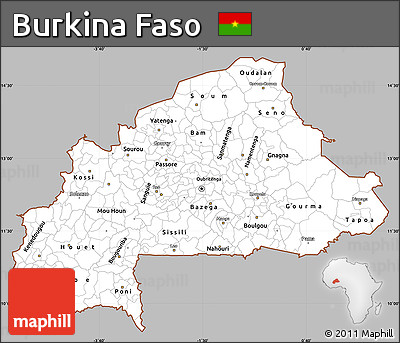 Gray Simple Map of Burkina Faso, single color outside