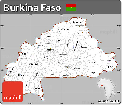Gray Simple Map of Burkina Faso, single color outside