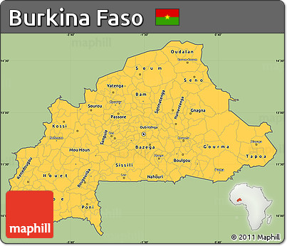 Savanna Style Simple Map of Burkina Faso, single color outside