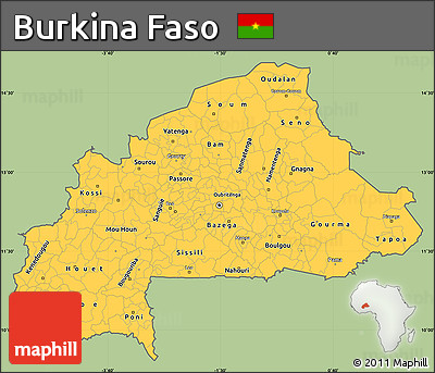 Savanna Style Simple Map of Burkina Faso, single color outside