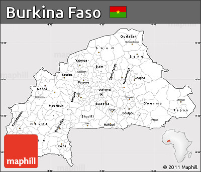 Silver Style Simple Map of Burkina Faso, cropped outside
