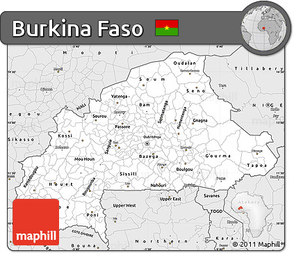 Silver Style Simple Map of Burkina Faso