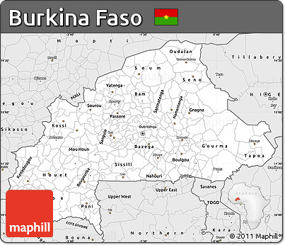 Silver Style Simple Map of Burkina Faso