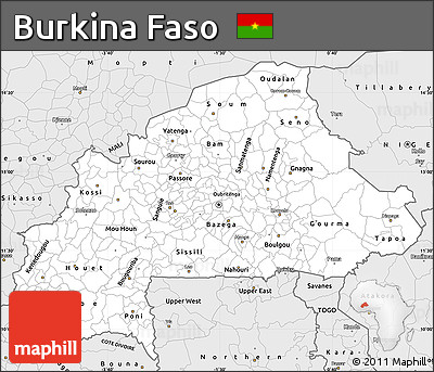 Silver Style Simple Map of Burkina Faso