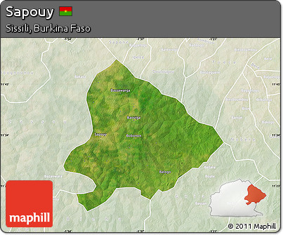 Satellite Map of Sapouy, lighten