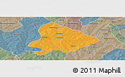Political Panoramic Map of Sapouy, semi-desaturated