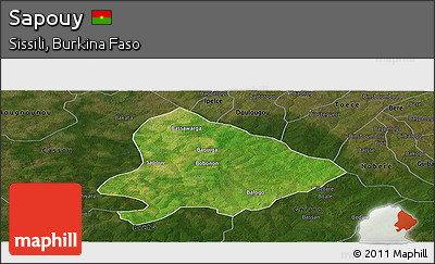 Satellite Panoramic Map of Sapouy, darken