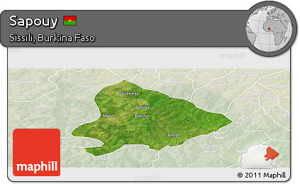 Satellite Panoramic Map of Sapouy, lighten