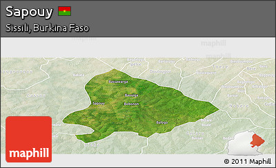 Satellite Panoramic Map of Sapouy, lighten