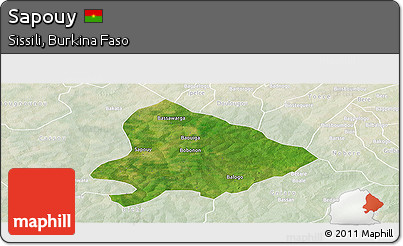 Satellite Panoramic Map of Sapouy, lighten