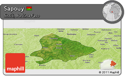 Satellite Panoramic Map of Sapouy, physical outside