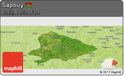 Satellite Panoramic Map of Sapouy, physical outside