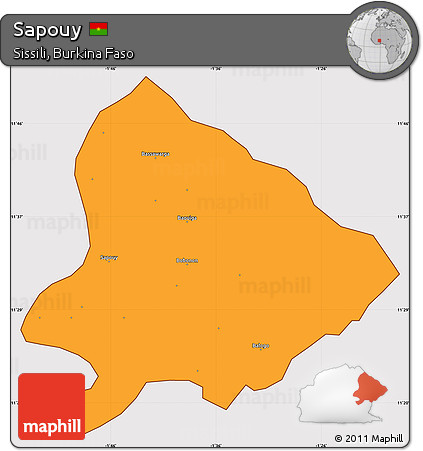 Political Simple Map of Sapouy, cropped outside