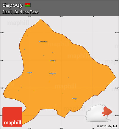 Political Simple Map of Sapouy, cropped outside