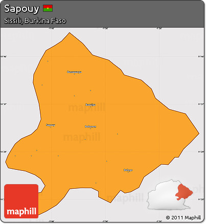 Political Simple Map of Sapouy, cropped outside