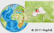 Physical Location Map of Sourou, highlighted country, within the entire country